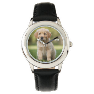 Niedliches Golden Retriever Kid's Personalisiert Armbanduhr