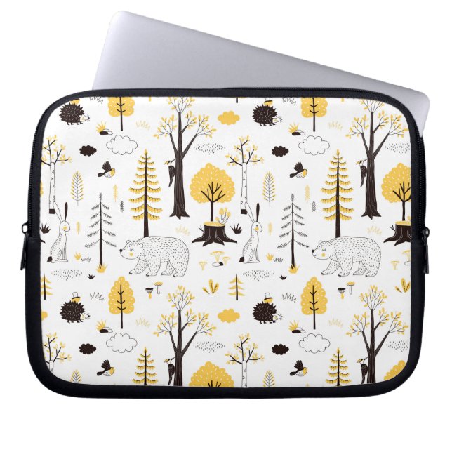 Niedliches Golden Woods Scene Muster Laptopschutzhülle (Vorderseite)