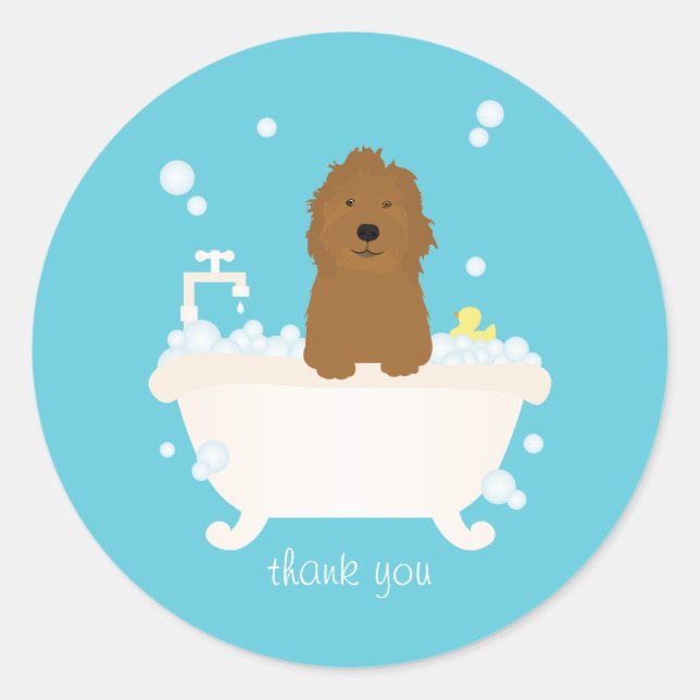 Niedliches Goldendoodle-Blase-Bad Runder Aufkleber (Vorderseite)