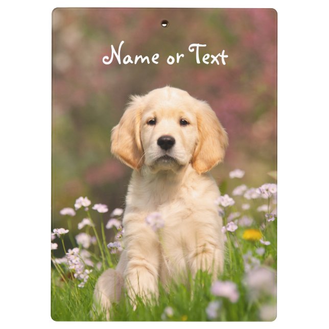 Niedliches goldener Retriever-Hundewelpen-Foto Klemmbrett (Rückseite)