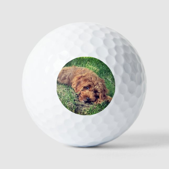 Niedliches goldenes Doodle mit Text Golfball (Vorderseite)