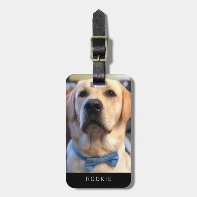 Niedliches goldenes Labrador Retriever Foto Name T Gepäckanhänger (Vorderseite vertikal)