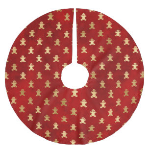 Niedliches goldfarbenes Lebkuchenmuster Polyester Weihnachtsbaumdecke