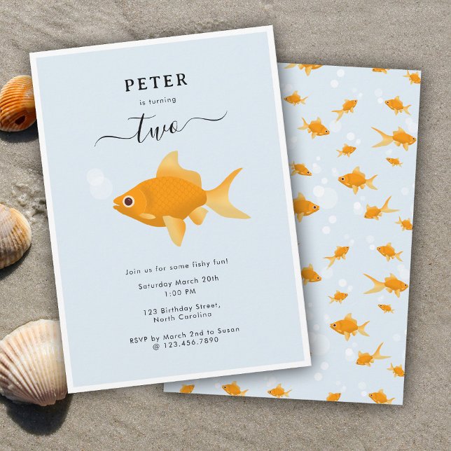 Niedliches Goldfish Kindergeburtstag Party Einladung (Cute Goldfish Swimming Water Kids Birthday Party Invitation)