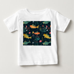 Niedliches Goldfish Koi Aquatic Pflanze Muster Baby T-shirt