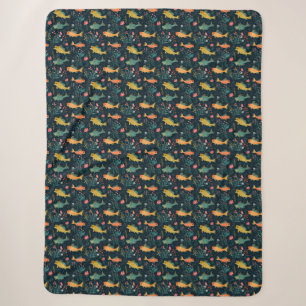 Niedliches Goldfish Koi Aquatic Pflanze Muster Sherpadecke