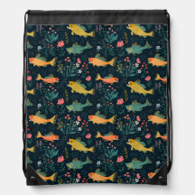 Niedliches Goldfish Koi Aquatic Pflanze Muster