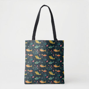 Niedliches Goldfish Koi Aquatic Pflanze Muster Tasche