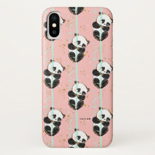 Niedliches GoldGlitzer Kawaii Panda-Muster Case-Mate iPhone Hülle