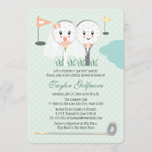 Niedliches Golf Ball und T-Shirt Bride Groom Braut Einladung