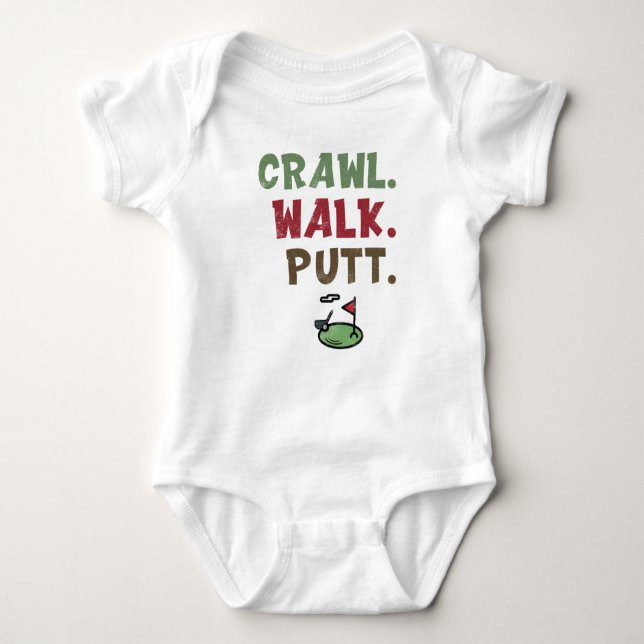 Niedliches Golfen, Crawl Walk Putt Baby Strampler (Vorderseite)