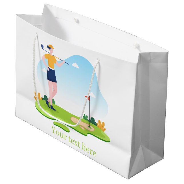 niedliches Golfing-Party ergänzen Text Große Geschenktüte (Vorderseite Schrägansicht)