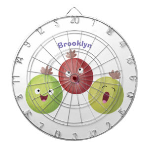 Niedliches Gooseberry-Trio mit Cartoon Dartscheibe