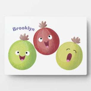 Niedliches Gooseberry-Trio mit Cartoon Fotoplatte