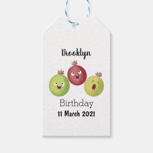 Niedliches Gooseberry-Trio mit Cartoon Geschenkanhänger
