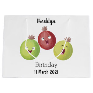 Niedliches Gooseberry-Trio mit Cartoon Große Geschenktüte
