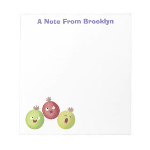 Niedliches Gooseberry-Trio mit Cartoon Notizblock