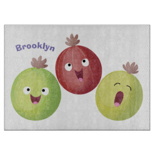 Niedliches Gooseberry-Trio mit Cartoon Schneidebrett