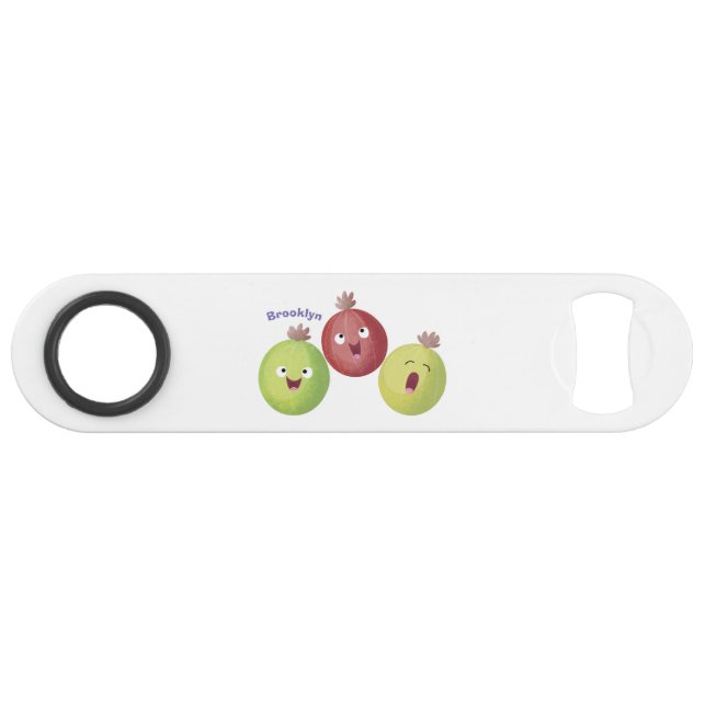 Niedliches Gooseberry-Trio mit Cartoon Speed Flaschenöffner (Vorderseite (Horizontal))