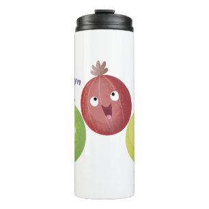 Niedliches Gooseberry-Trio mit Cartoon Thermosbecher