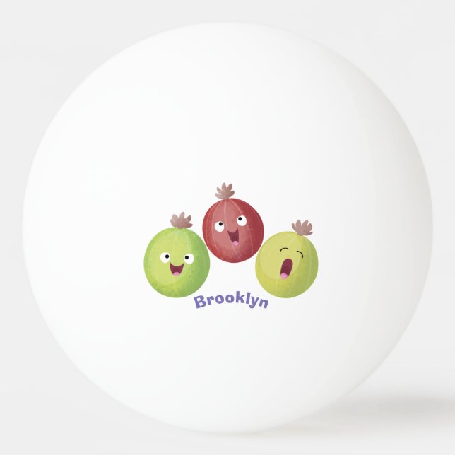 Niedliches Gooseberry-Trio mit Cartoon Tischtennisball (Vorderseite)