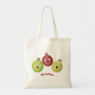 Niedliches Gooseberry-Trio mit Cartoon Tragetasche