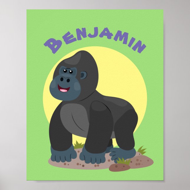 Niedliches Gorilla Cartoon Illustrationspaket Poster (Vorne)