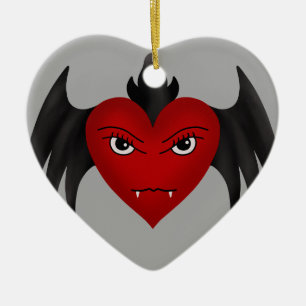 Niedliches göttliches Vampirherz Keramikornament