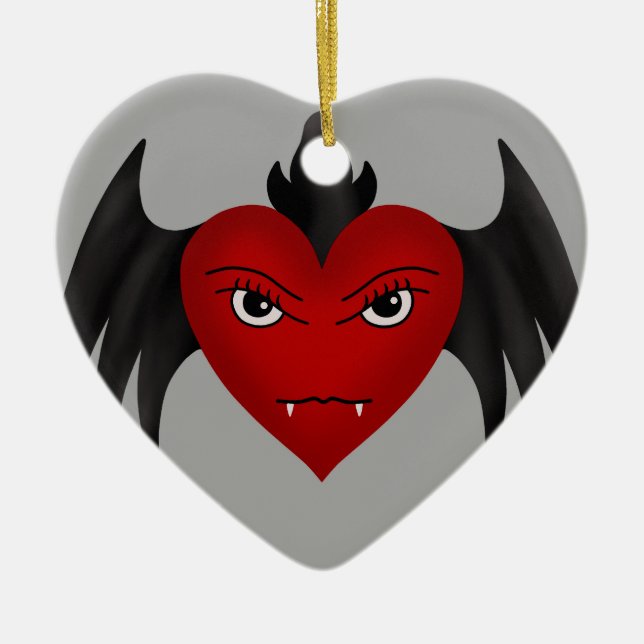 Niedliches göttliches Vampirherz Keramikornament (Vorne)