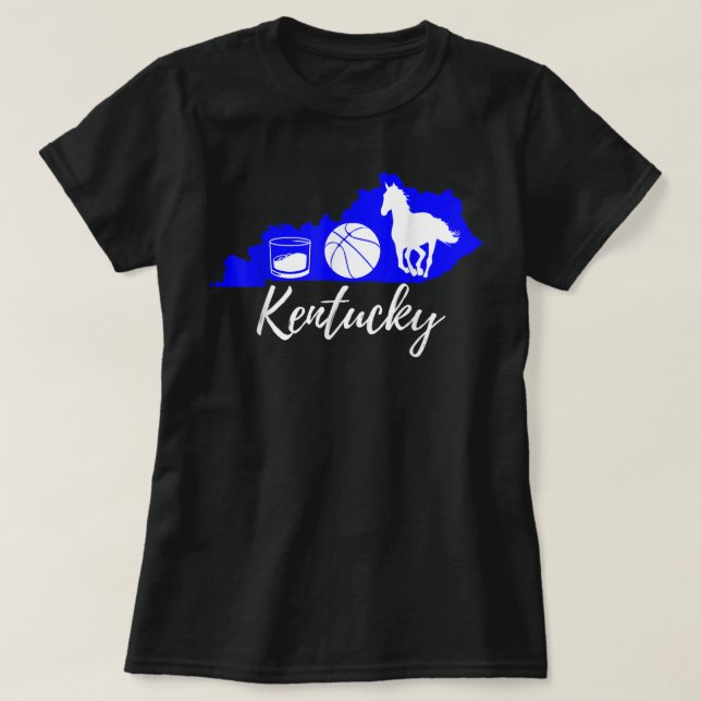 Niedliches grafisches Bourbon Basketball Pferd Ken T-Shirt (Design vorne)