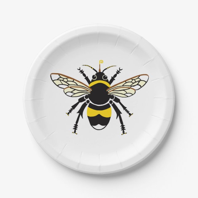 Niedliches grafisches Buzzy BEE - Rett der Bienen  Pappteller (Vorderseite)