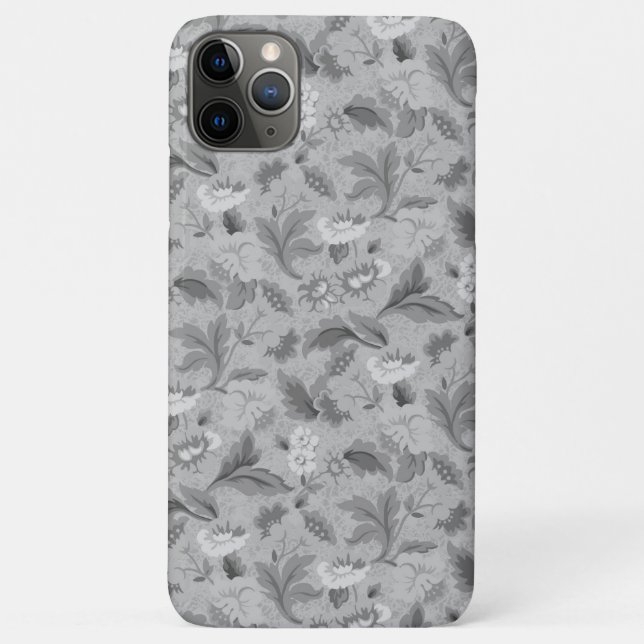 Niedliches, graues Blumenmuster Case-Mate iPhone Hülle (Rückseite)