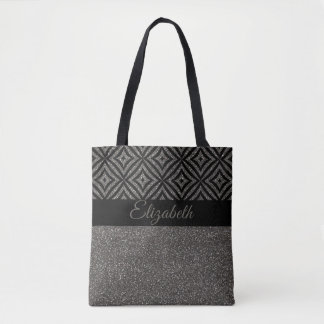 Niedliches graues Glitzer-Schwarz-Muster Tasche