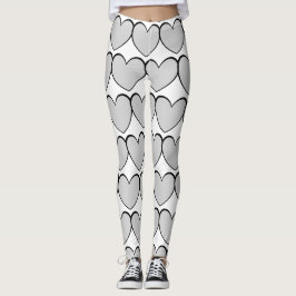 Niedliches graues Herzmuster Weiß Leggings