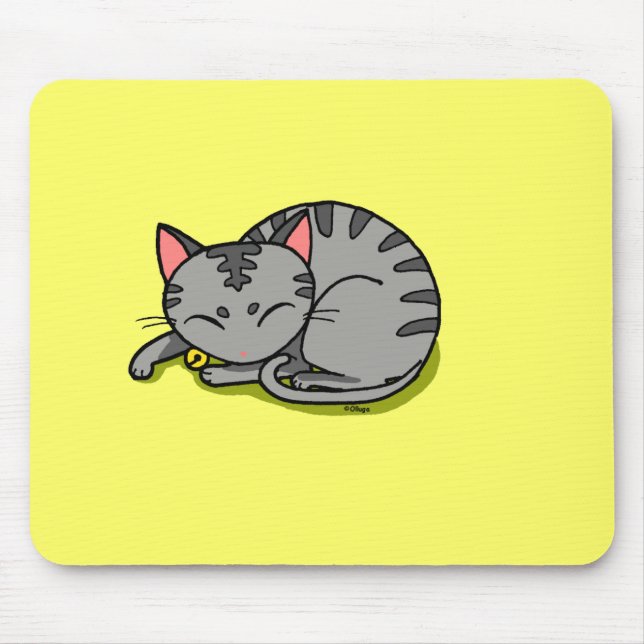 Niedliches graues Katzenschlafen Mousepad (Vorne)