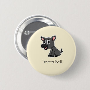 Niedliches graues kleines Esel-Creme Button