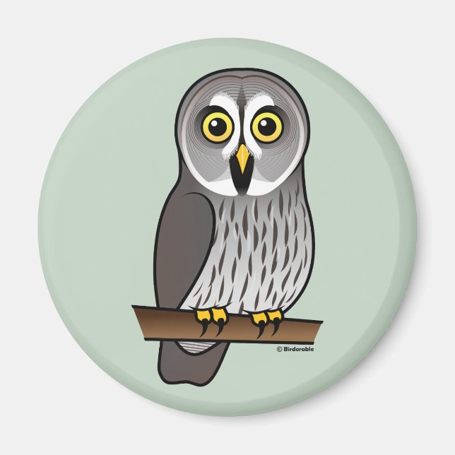 Niedliches graues Owl Magnet (Vorne)