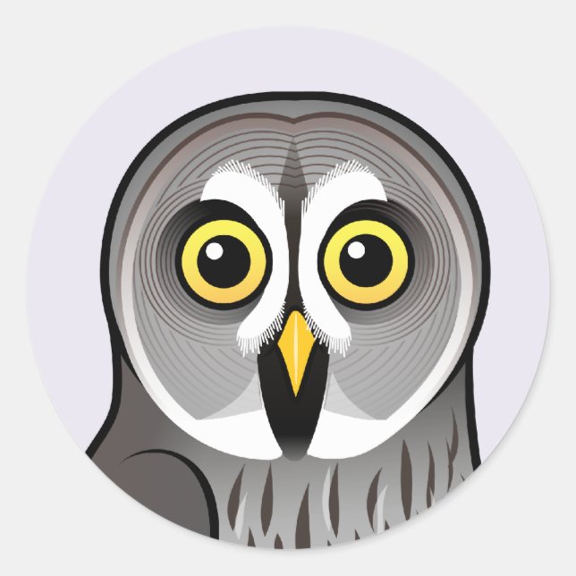 Niedliches graues Owl Runder Aufkleber (Vorderseite)