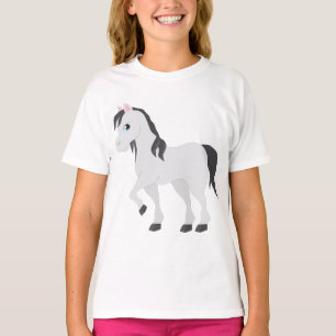 Niedliches graues Pony Cartoon-Launiges Pferd T-Shirt