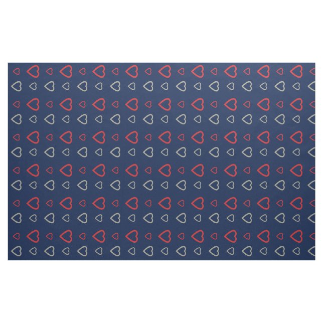 Niedliches graues rotes Herz Muster Mitternachtsbl Stoff (Fat Quarter (45,7 x 55,9 cm))