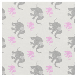 Niedliches graues und rosa Baby-Elefant-Muster Stoff