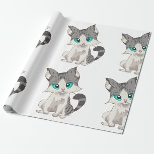 NIEDLICHES Graugrauen und KLEINE KÜCHE MIT BLAUEN Geschenkpapier