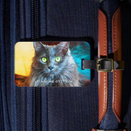 Niedliches GraukatzenFoto, das Sie bei Meow Quote Gepäckanhänger