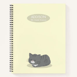 Niedliches Graukatzengelbes SpiralNotebook Notizbuch