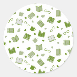 Niedliches Green Book and Reading Patches Runder Aufkleber