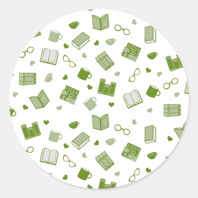Niedliches Green Book and Reading Patches Runder Aufkleber (Vorderseite)