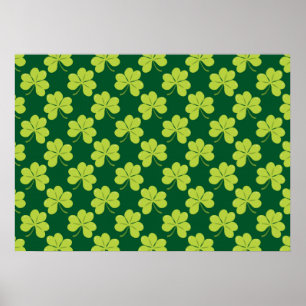 Niedliches Green Clover Kleeblatt Muster Poster
