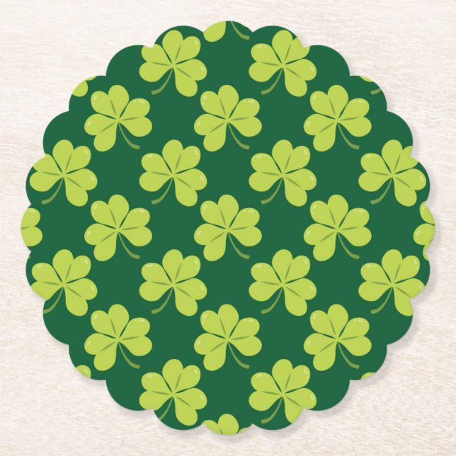 Niedliches Green Clover Kleeblatt Muster Untersetzer (Vorderseite)
