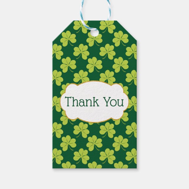 Niedliches Green Clover Kleeblatt Muster Vielen Da Geschenkanhänger (Vorderseite)