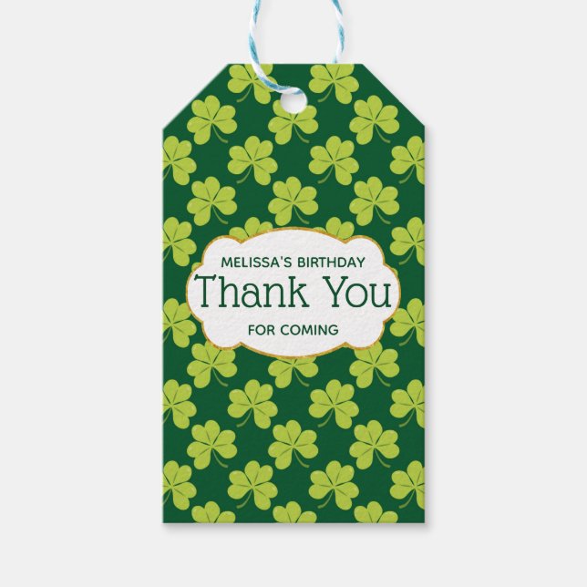 Niedliches Green Clover Kleeblatt Muster Vielen Da Geschenkanhänger (Vorderseite)
